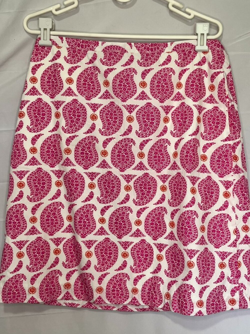 Boden Pink White Paisley A Line Cotton Skirt Lined 10R Boho Pockets orange